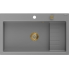 Mexen Omar granite kitchen sink 1-bowl 800 x 480 mm, grey, gold siphon - 6520801005-71-G