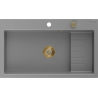Mexen Omar granite sink 1-bowl 800 x 480 mm, gray, golden siphon - 6520801005-71-G