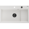 Mexen Omar granite sink 1-bowl 800 x 480 mm, white, black siphon - 6520801005-20-B