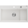 Mexen Omar 1-bowl granite sink 800 x 480 mm, white, chrome siphon - 6520801005-20