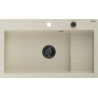 Mexen Omar granite sink 1-bowl 800 x 480 mm, beige, black siphon - 6520801005-69-B