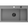 Mexen Omar granite sink, 1-bowl, 800 x 480 mm, gray, black siphon - 6520801005-71-B