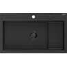 Mexen Omar granite sink 1-bowl 800 x 480 mm, black/silver metallic, black siphon - 6520801005-73-B