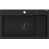 Mexen Omar granite sink 1-bowl 800 x 480 mm, black, black siphon - 6520801005-77-B