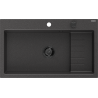 Mexen Omar single-bowl granite sink 800 x 480 mm, black speckled, black siphon - 6520801005-76-B