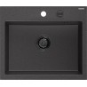 Mexen Oscar 1-Bowl Granite Sink 580 x 490 mm, Black Spotted, Black Siphon - 6519581000-76-B