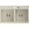 Mexen Hektor granite kitchen sink 2-bowl 800 x 480 mm, beige, chrome siphon - 6521802000-69