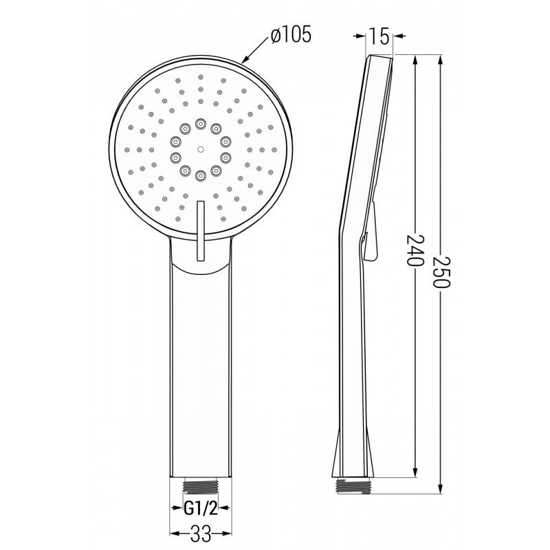 Mexen R-40 3-function shower head, white - 79540-20