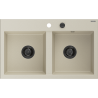 Mexen Hektor granite sink 2-chamber 800 x 480 mm, beige, black siphon - 6521802000-69-B