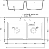 Mexen Hektor 2-chamber granite sink 800 x 480 mm, gray, black siphon - 6521802000-71-B