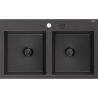 Mexen Hektor 2-Basin Granite Sink 800 x 480 mm, Black Speckled, Black Siphon - 6521802000-76-B