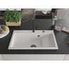Mexen Omar granite sink 1-bowl 800 x 480 mm, white, black siphon - 6520801005-20-B