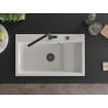 Mexen Omar granite sink 1-bowl 800 x 480 mm, white, black siphon - 6520801005-20-B
