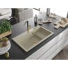 Mexen Omar granite sink 1-bowl 800 x 480 mm, beige, gold siphon - 6520801005-69-G