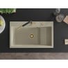 Mexen Omar granite sink 1-bowl 800 x 480 mm, beige, gold siphon - 6520801005-69-G