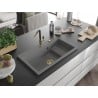 Mexen Omar granite sink 1-bowl 800 x 480 mm, gray, golden siphon - 6520801005-71-G