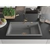 Mexen Omar granite sink 1-bowl 800 x 480 mm, gray, golden siphon - 6520801005-71-G