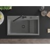 Mexen Omar granite sink, 1-bowl, 800 x 480 mm, gray, black siphon - 6520801005-71-B