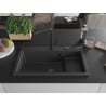 Mexen Omar granite sink 1-bowl 800 x 480 mm, black speckled, black siphon - 6520801005-76-B