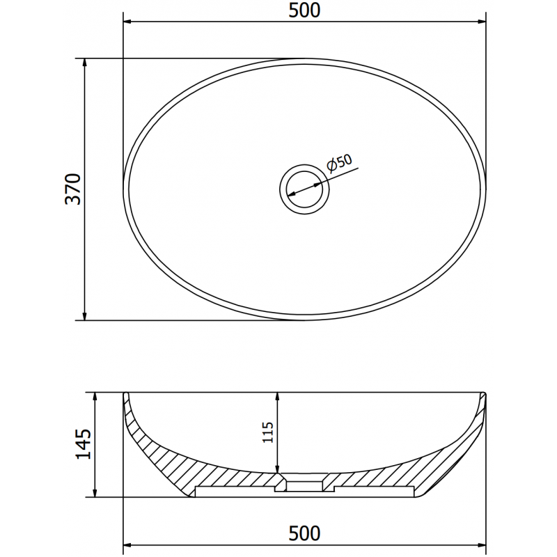 Mexen Cornelia countertop washbasin 50 x 37 cm, white - 21885000