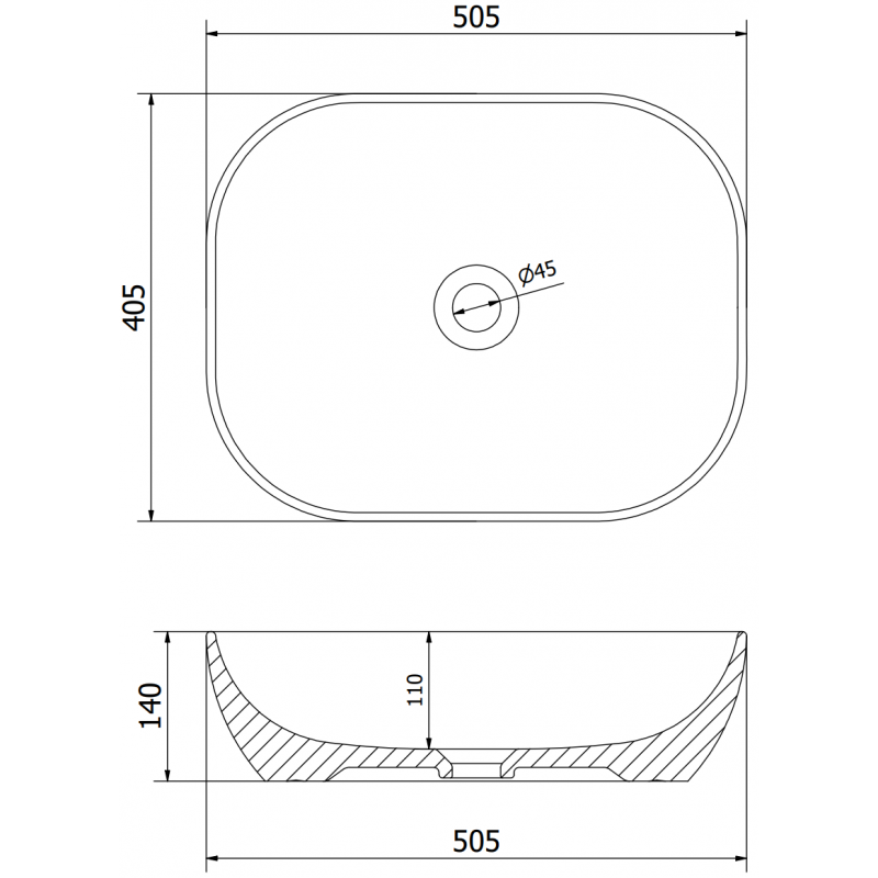 Mexen Rosa 50 x 40 cm countertop washbasin, white - 21095000