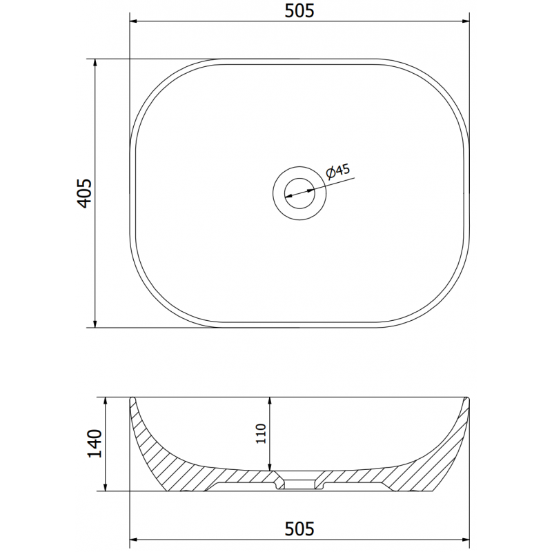 Mexen Rosa countertop washbasin 50 x 40 cm, dark grey matte - 21095071
