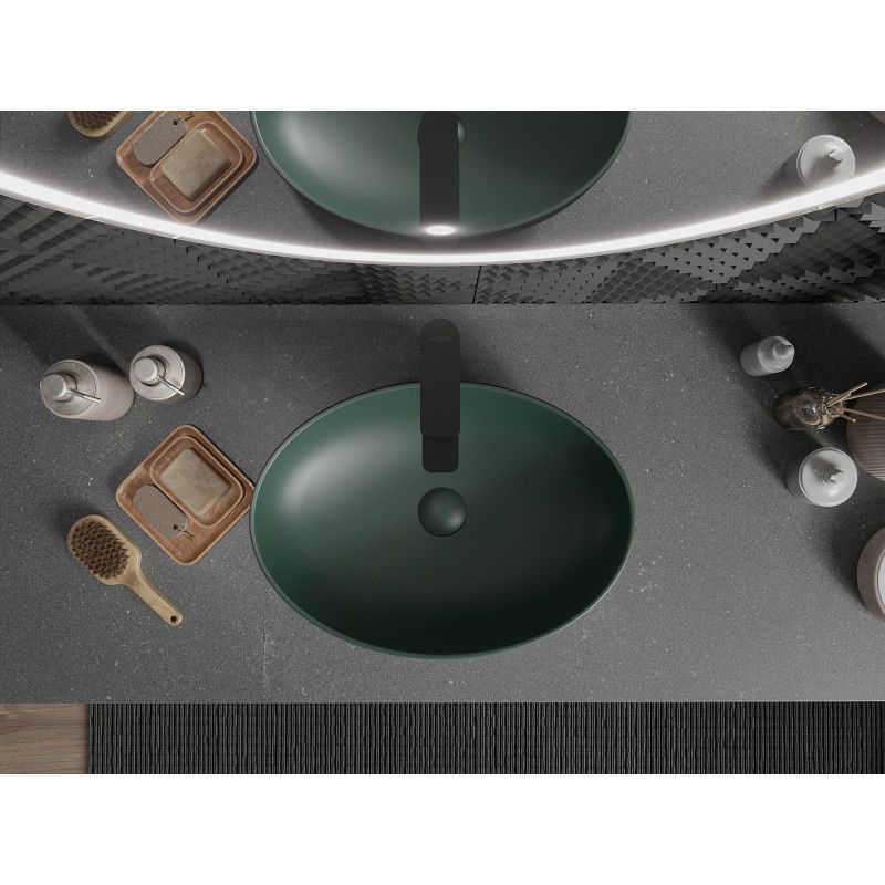 Mexen Cornelia countertop washbasin 50 x 37 cm, dark green matte - 21885047