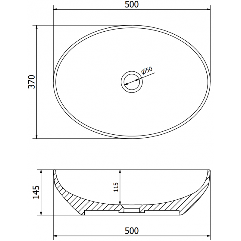 Mexen Cornelia countertop sink 50 x 37 cm, gray-blue matte - 21885069