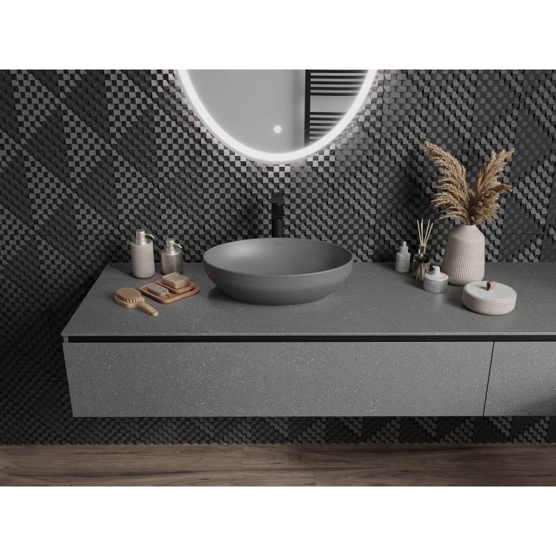 Mexen Cornelia countertop washbasin 50 x 37 cm, dark gray matte - 21885071