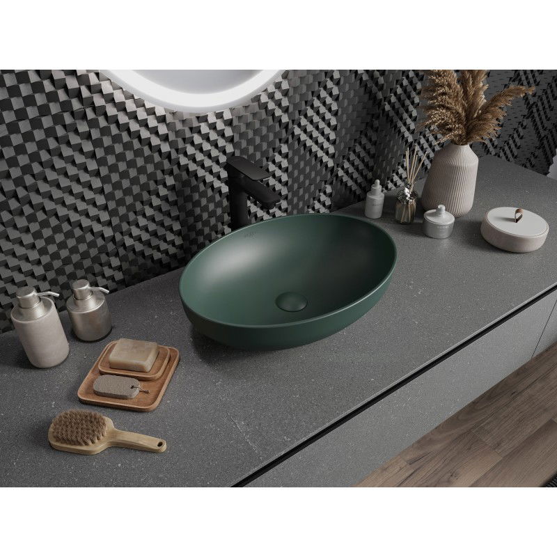 Mexen Cornelia countertop washbasin 50 x 37 cm, dark green matte - 21885047