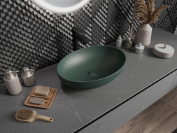 Mexen Cornelia countertop washbasin 50 x 37 cm, dark green matte - 21885047