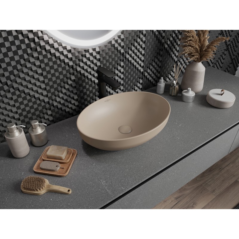 Mexen Cornelia countertop washbasin 50 x 37 cm, matte cappuccino - 21885064
