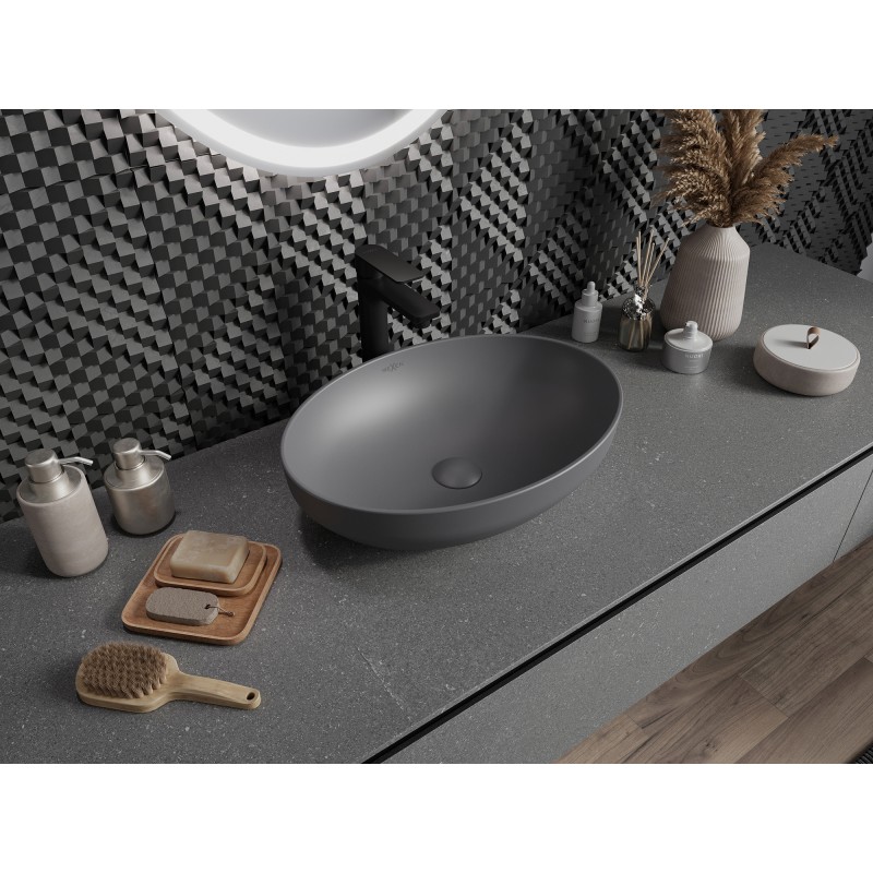 Mexen Cornelia countertop washbasin 50 x 37 cm, dark gray matte - 21885071