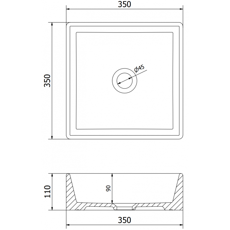 Mexen Goya countertop sink 35 x 35 cm, white - 22183500