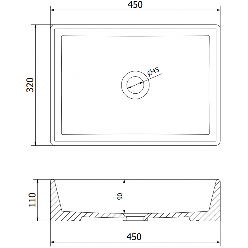 Mexen Goya Countertop Basin 45 x 32 cm, Light Grey Matte - 22184561