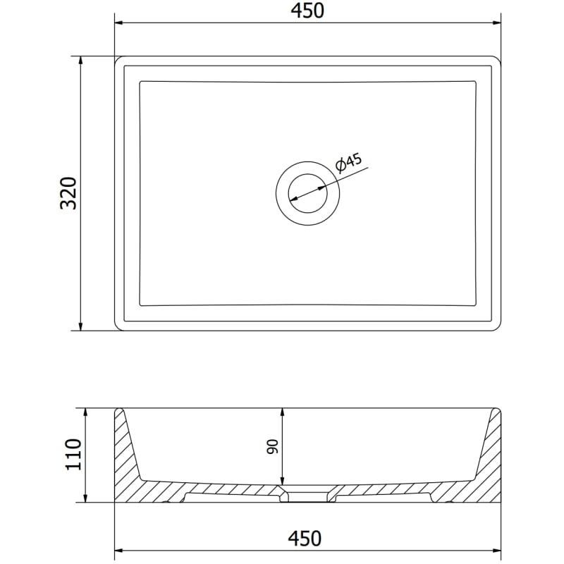 Mexen Goya countertop sink 45 x 32 cm, light gray matte - 22184561