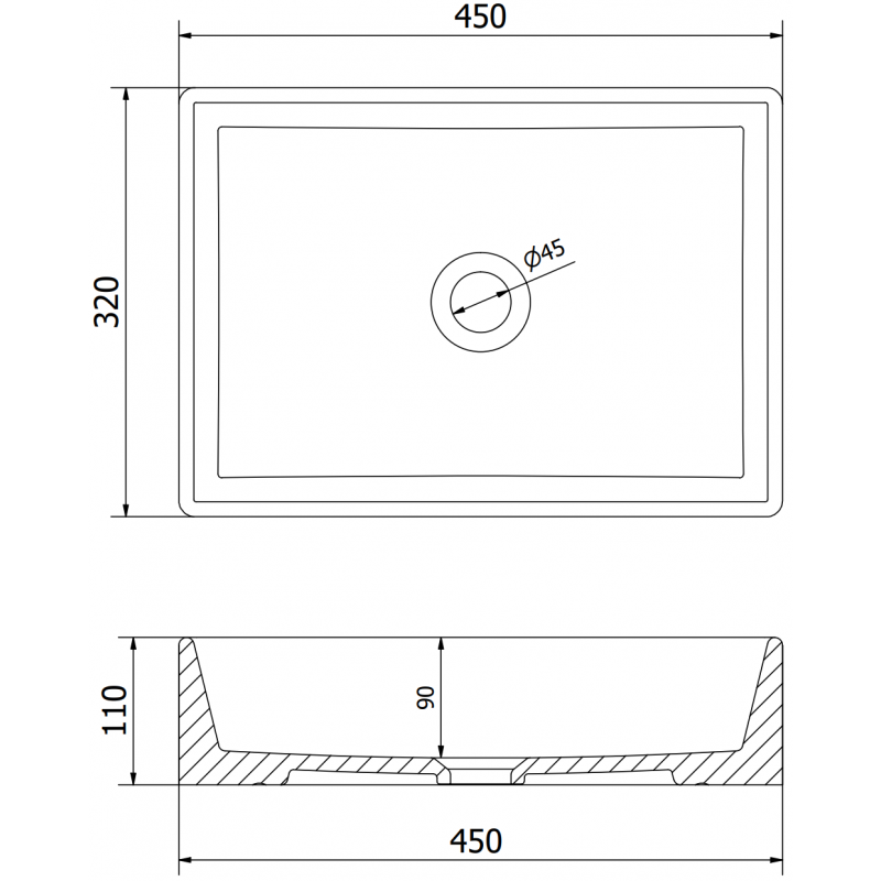 Mexen Goya countertop sink 45 x 32 cm, matte black - 22184585
