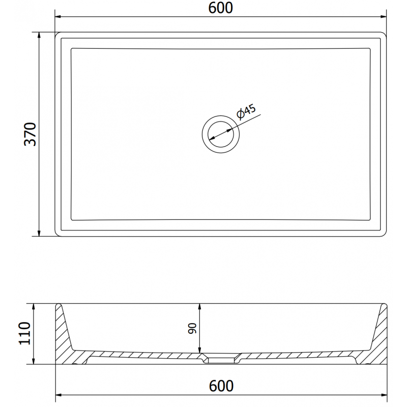 Mexen Goya countertop washbasin 60 x 37 cm, light gray matte - 22186061