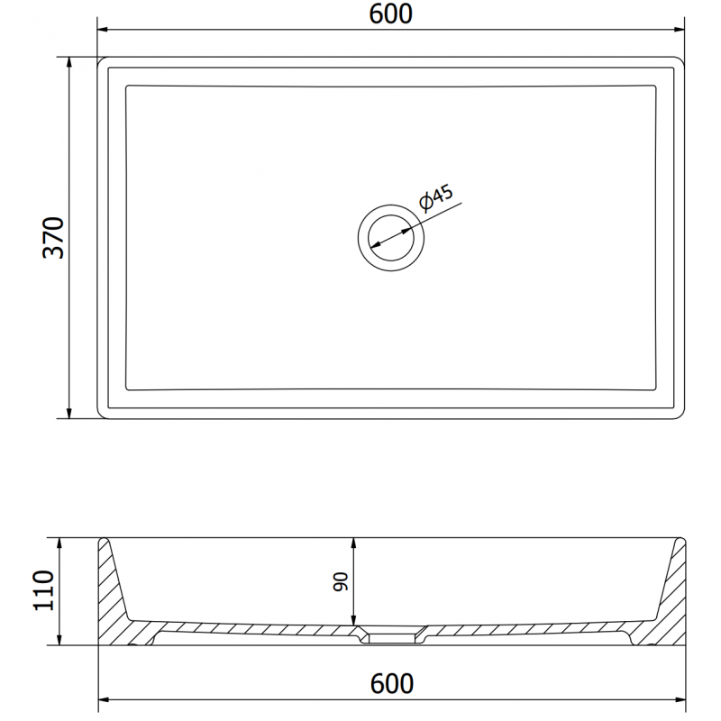 Mexen Goya countertop washbasin 60 x 37 cm, light grey matte- 22186061