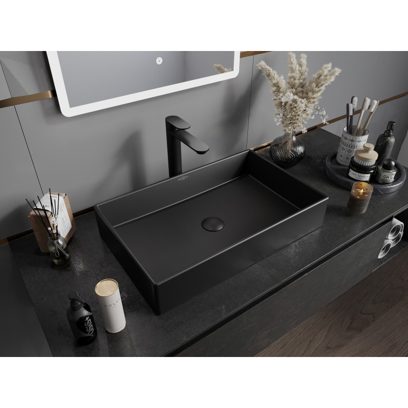 Mexen Goya 60 x 37 cm countertop washbasin, matte black - 22186085