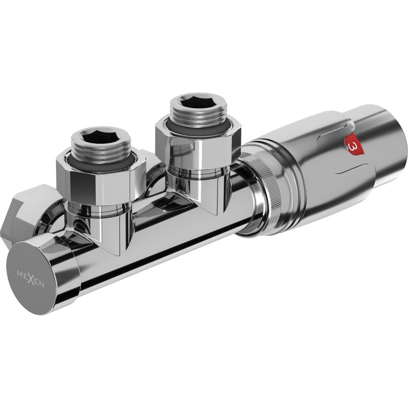 Mexen G00 angled thermostatic set, Duplex, DN50, chrome - W907-900-01