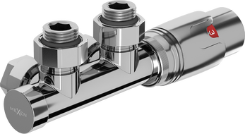 Mexen G00 angled thermostatic set, Duplex, DN50, chrome - W907-900-01