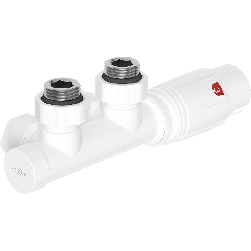 Mexen G00 angled thermostatic set, Duplex, DN50, white - W907-900-20
