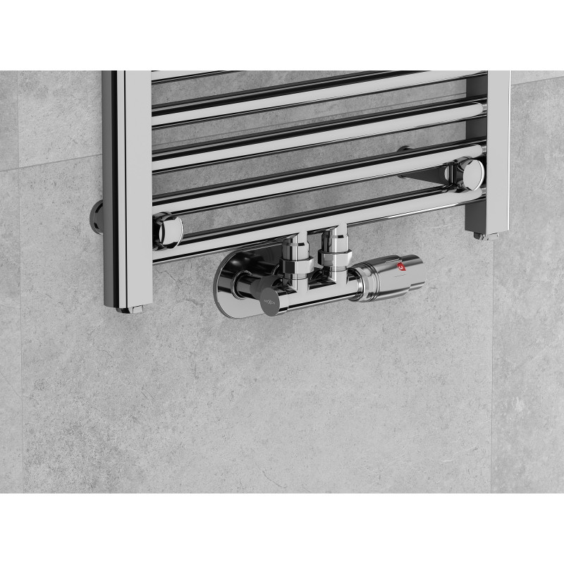 Mexen G00 angled thermostatic set, Duplex, DN50, chrome - W907-900-01
