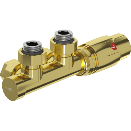 Mexen G00 angled thermostatic set, Duplex, DN50, gold - W907-900-50