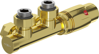Mexen G00 angled thermostatic set, Duplex, DN50, gold - W907-900-50