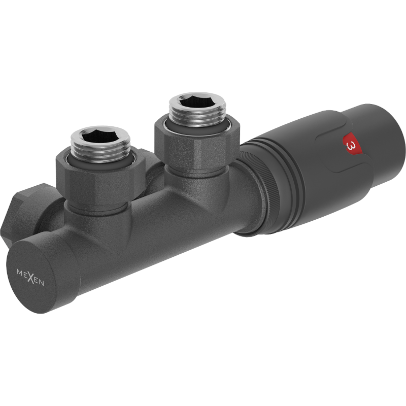 Mexen G00 thermostatic set angled, Duplex, DN50, anthracite - W907-900-66