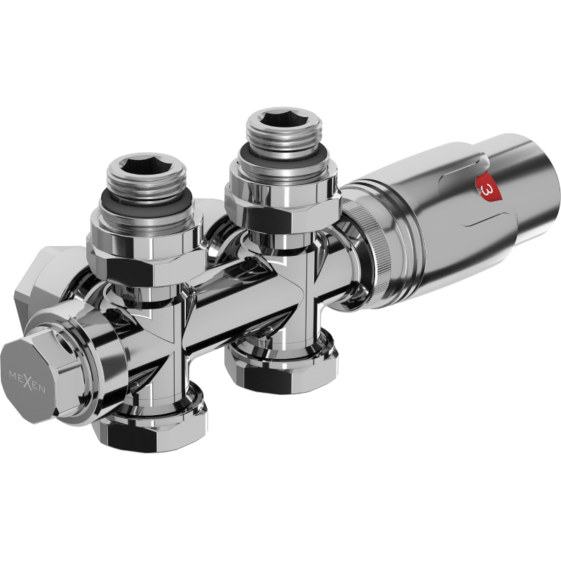 Mexen G00 angled/straight thermostatic set, Duplex, DN50, chrome - W908-900-01