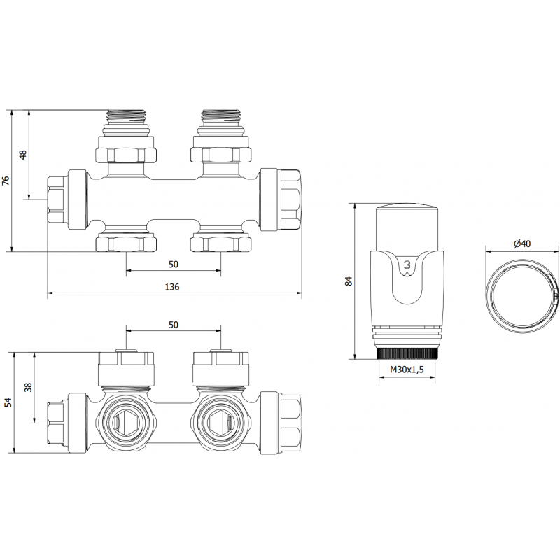 Mexen G00 thermoset angled/straight, Duplex, DN50, gold - W908-900-50