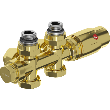 Mexen G00 Thermostatic Set, angled/straight, Duplex, DN50, gold - W908-900-50